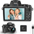 8K Digital Camera for Photography, WiFi & 4" Touch Screen Vlogging Camera for YouTube with Dual-Lens, 64MP Vlog Cameras 16X Digital Zoom with 32GB TF Card, 3000mAh Battery, Lens Hood, Black