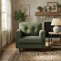 Garvee 38" Wide Sage Green Accent Chair, Modern Linen Upholstered Armchair with High-Density Foam, Comfy Reading & Lounge Chair for Living Room, Bedroom, Home Office & Reading Nook (Earthy Green Tone)