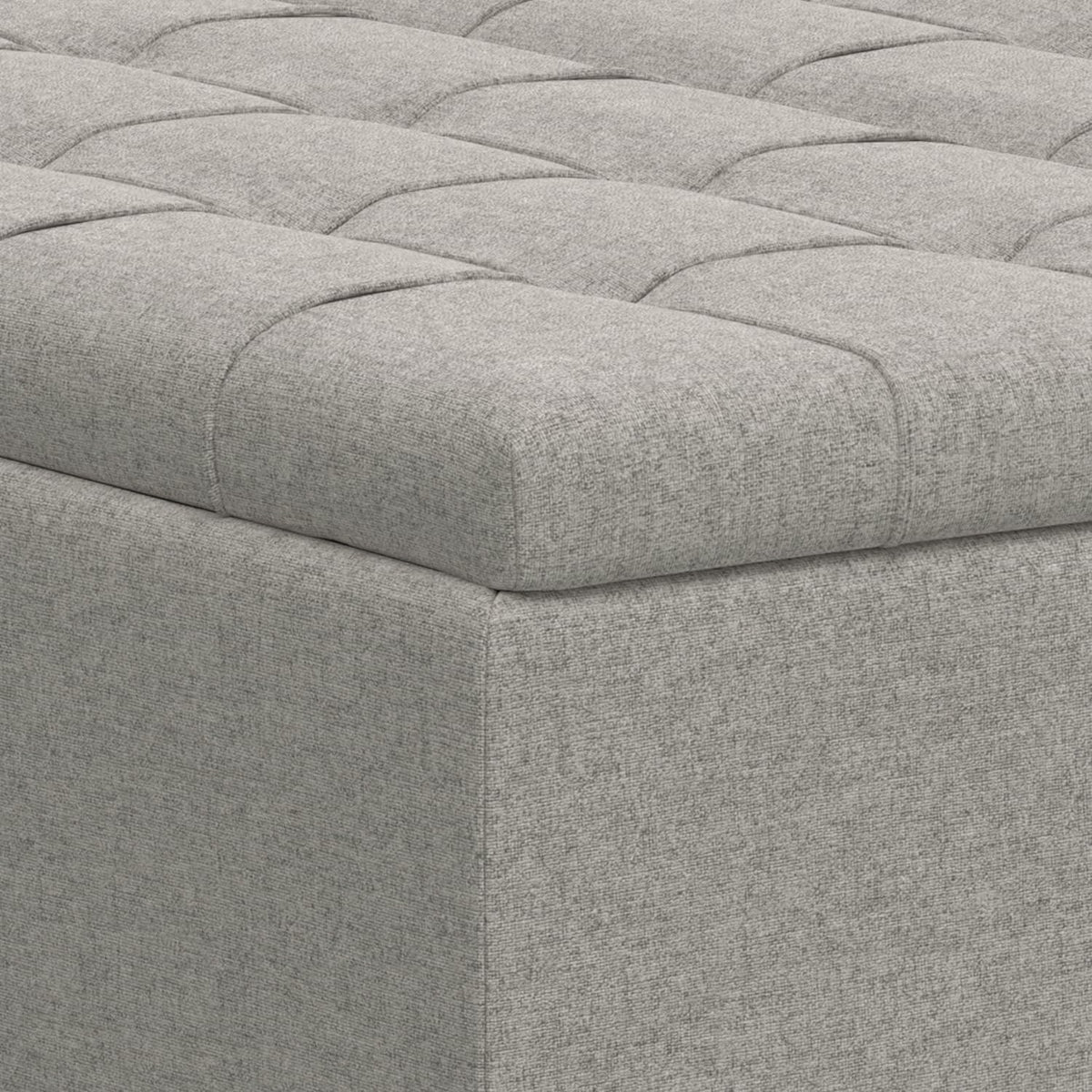 SIMPLIHOME Harrison Large Coffee Table Storage Ottoman - 40 inch Wide Upholstered Linen Look Fabric Square Lift-Top Ottoman in Cloud Grey, Transitional Bench for Living Room with Sturdy Base