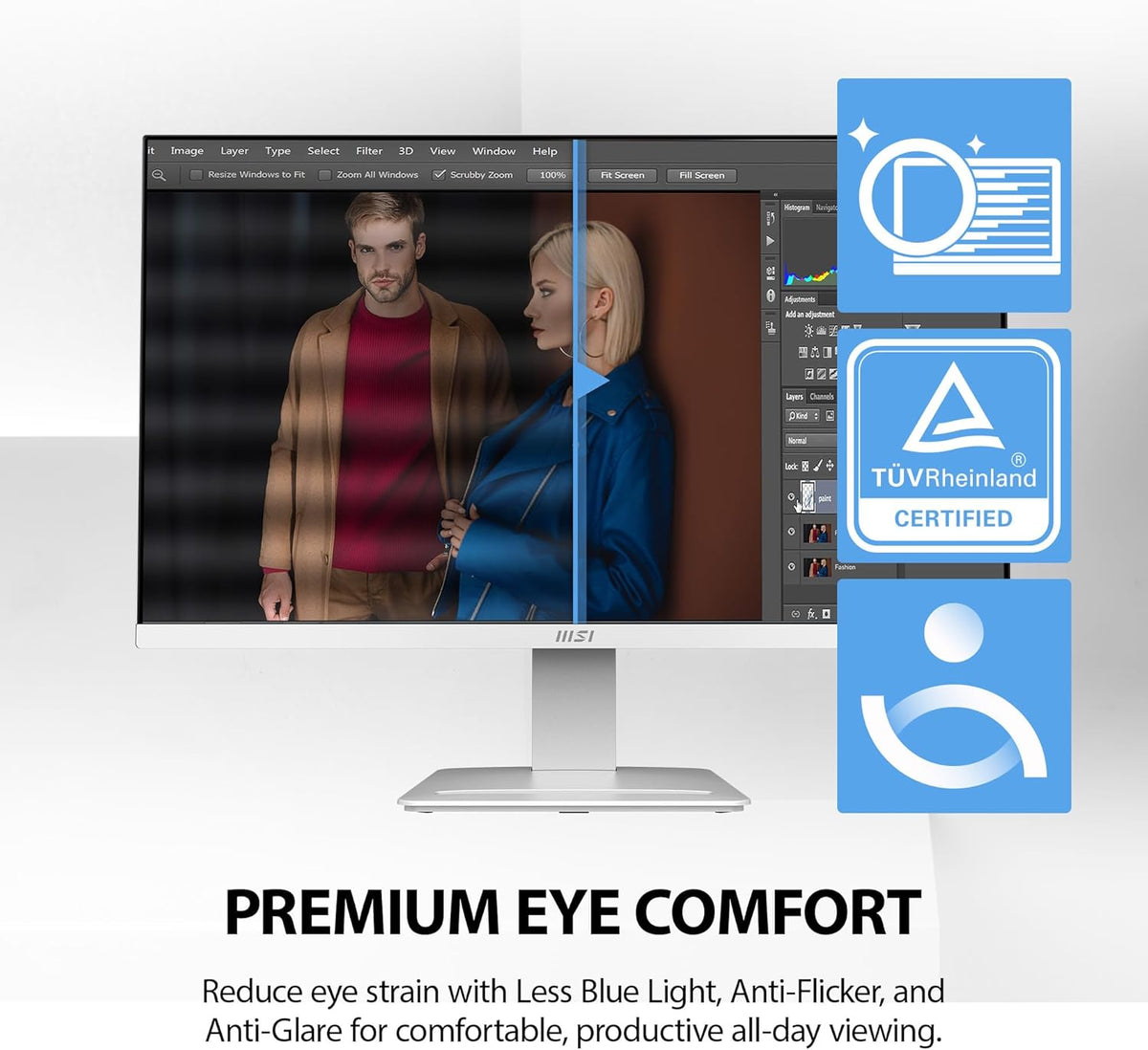 msi PRO MP273QW E14 27-inch IPS 2560 x 1440 (QHD) Computer Monitor, 144Hz,Adaptive-Synch, HDMI, DP Port, VESA Mountable, Tilt, Speaker, 1ms, White
