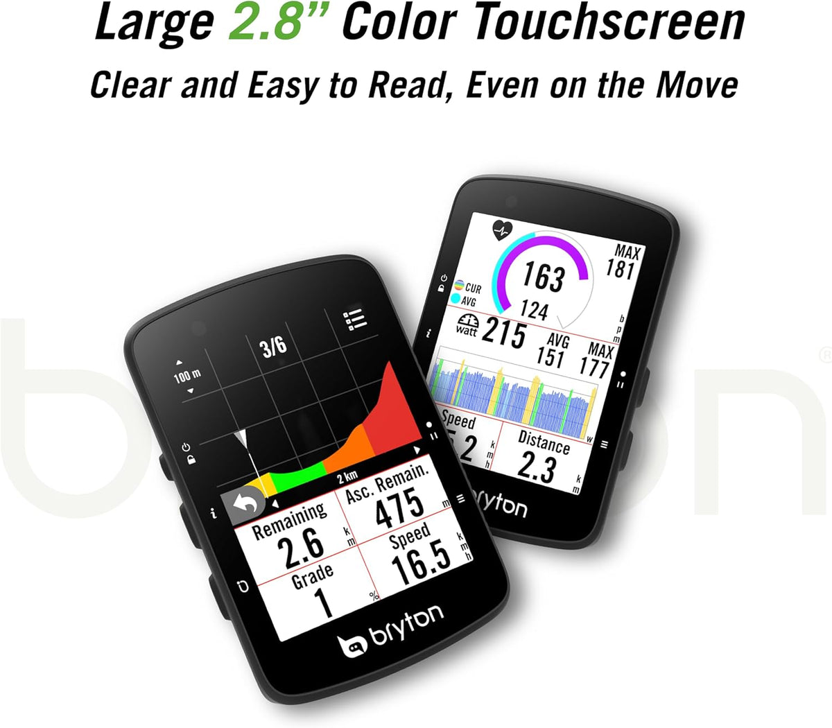 Bryton Rider 650 2.8 Inch Color LCD Touchscreen GPS Bike/Cycling Computer, Preloaded USA Map, Compatible with Bike Radar, 33hrs Long Battery Life, Navigation with Turn-by Turn Follow Track Waterproof