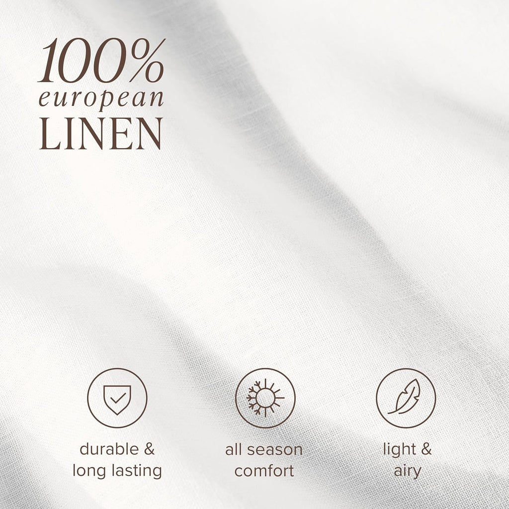 Bare Home Twin/Twin Extra Long Duvet Cover - 100% European Linen - Breathable and Durable - Duvet Cover with Pillow Sham (Twin/Twin XL, Soft White)