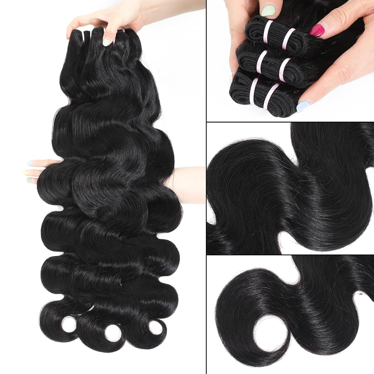15A Raw Indian Human Hair Bundles Body Wave Bundles Human Hair,Triple Lifespan Virgin Remy Hair,No Tangle Shedding,Keep Texture Silky Soft After Multiple Washes (3 Bundles Natural Black, 20 22 24)