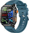GPS Running Watch for Men Women, 2.01" Fitness Watch with GPS Compass Altimeter, Bluetooth Calls, Heart Rate & Sleep Monitor, Waterproof Outdoor Watch (Blue Silicone Strap)