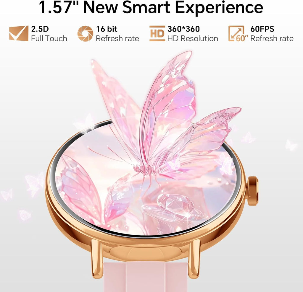 Smart Watch for Women,1.57" Touch Screen Smartwatch for iPhone& Samsung& Android,Answer/Make Call,Fitness Tracker with Heart Rate/SpO2/Sleep Monitor,IP68 Waterproof,110+ Sports Mode,2 Bands