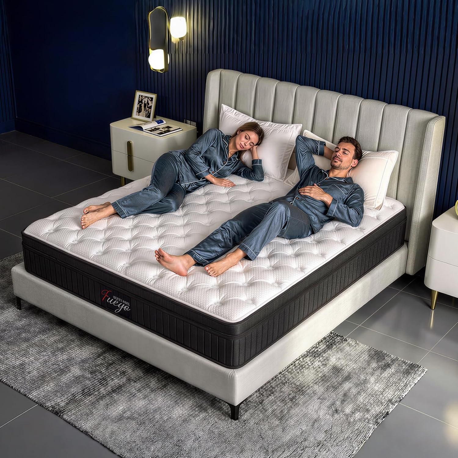 Juego 12 inch Full Size Mattress .Hybrid Mattress with Medium Firm Memory Foam and Individual Pocket Springs for Improve Sleep and Pressure Relief, Breathable and Skin-Friendly Cotton