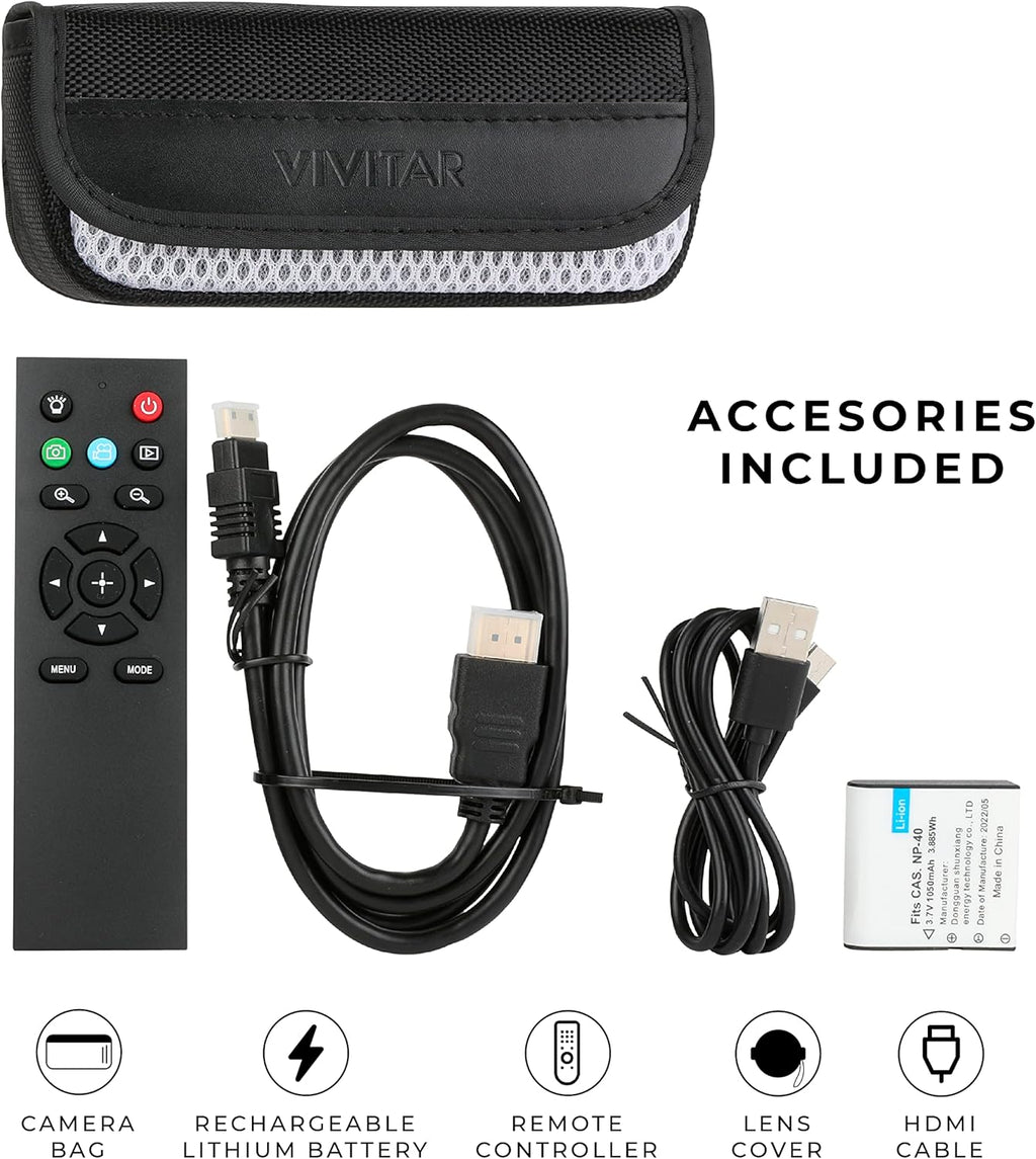 Vivitar 4K Video Camera, Wi-Fi Ultra HD Camcorder with 18x Digital Zoom, 3” IPS Touchscreen Video Recorder with Night Vision, Vlogging Camera with 3.5mm Microphone Jack, Rechargeable, SD Card Slot