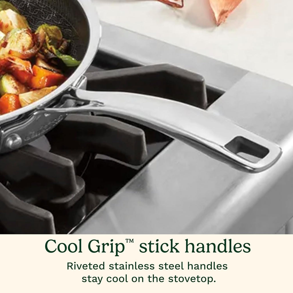 Cuisinart FusionPlus Hybrid Stainless Steel Cookware Set, 5-Piece Skillet Cooking Set with PFAS-Free PURELYSEAR CeramicT echnology, Scratch Proof, Cool Grip Handles, Dishwasher Safe