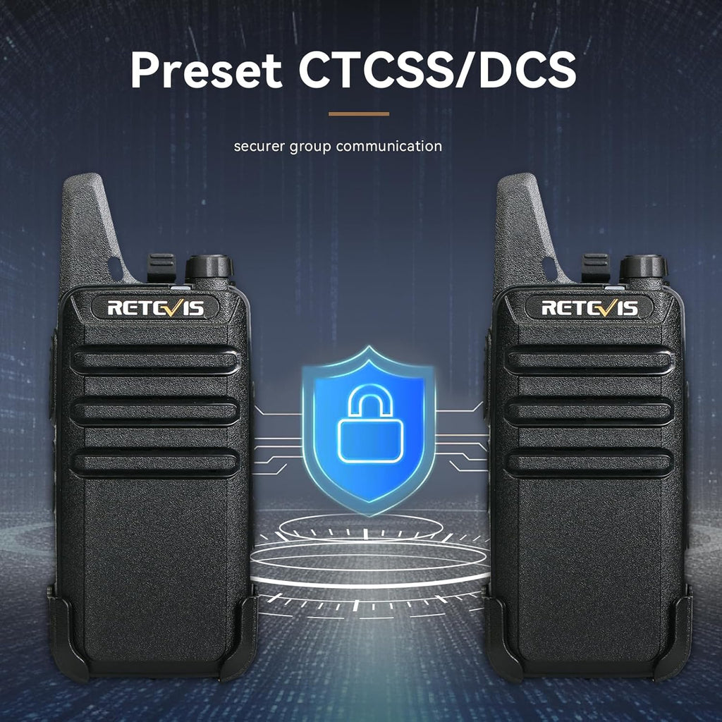Retevis RT22 Walkie Talkies Rechargeable,Long Range Two Way Radio,2 Way Radio for Adults, Handsfree VOX Mini, for Business Office School Church Restaurant Retail(Black,10 Pcs, 5 Box)