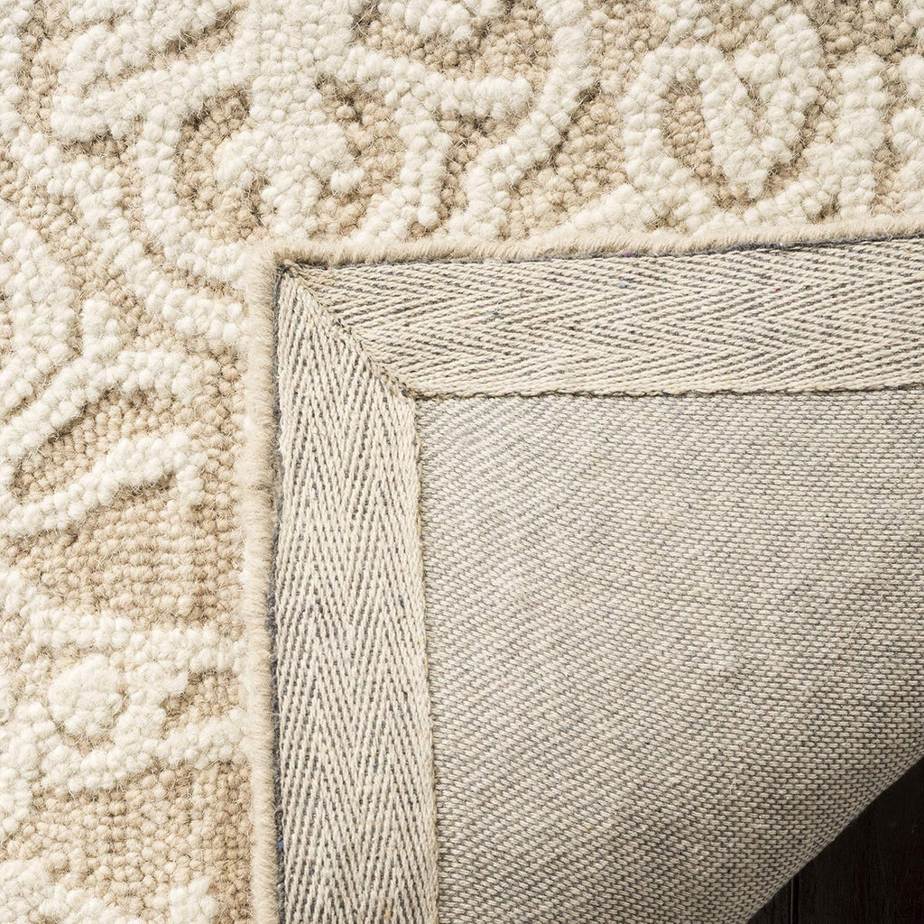 SAFAVIEH Blossom Collection Area Rug - 9' x 12', Beige & Ivory, Handmade Wool, Ideal for High Traffic Areas in Living Room, Bedroom (BLM112B)