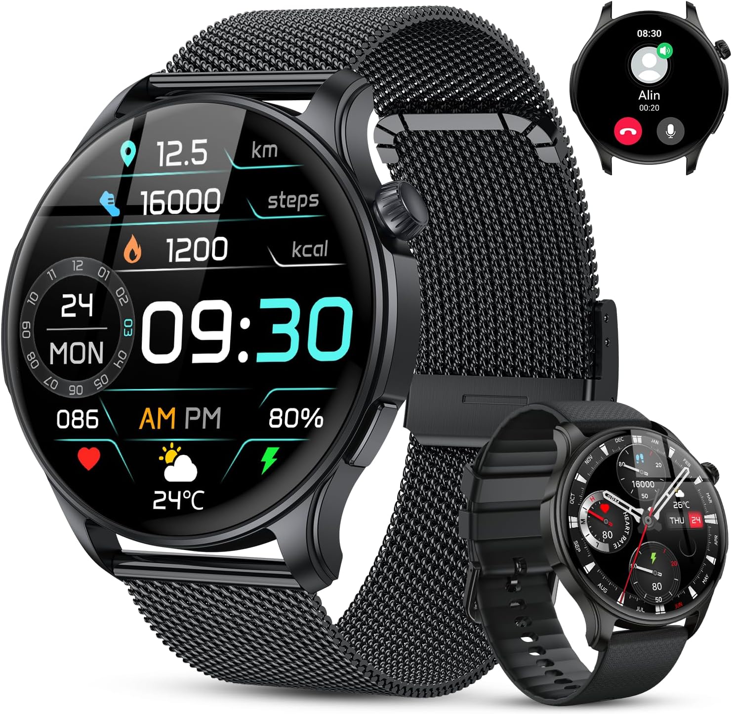 Kimeag Smart Watch for Men Women Fitness: Waterproof Make Answer Call Digital Watches Mens Step Tracker Running Smartwatch Android Phone Heart Rate Sleep Monitor