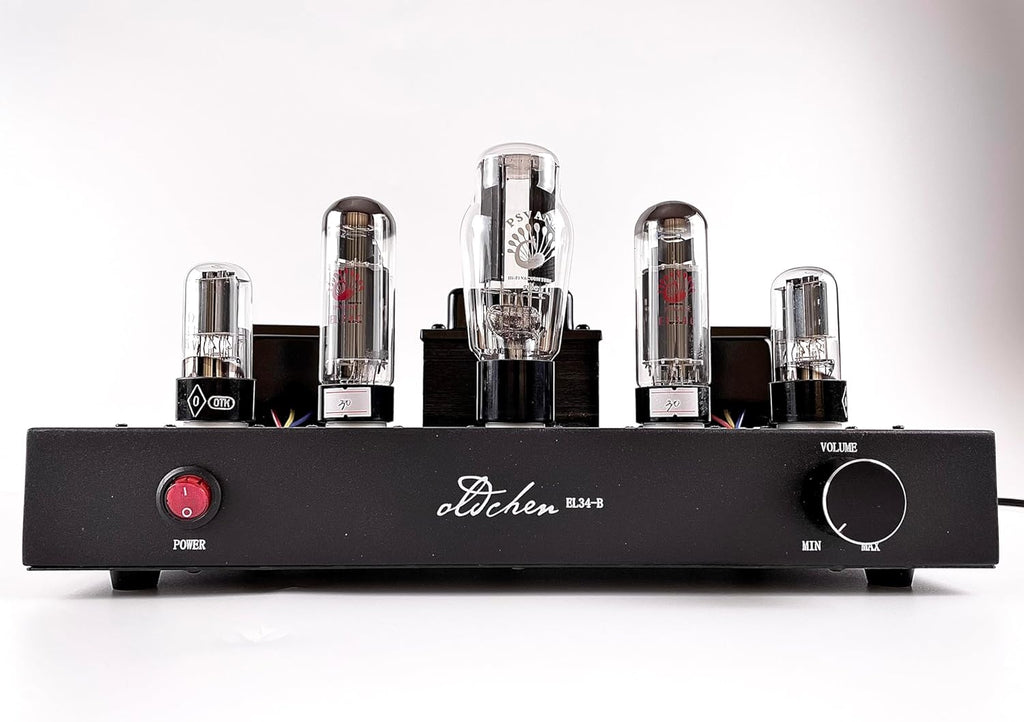 Oldchen EL34 Single-Ended Class A Tube Amplifier, Hand-Wired Point-to-Point HiFi Integrated Amplifier for Home Audio, Home Theatre Vacuum Tube Power Amplifier 10W, Black