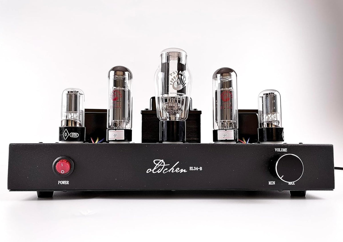 Oldchen EL34 Single-Ended Class A Tube Amplifier, Hand-Wired Point-to-Point HiFi Integrated Amplifier for Home Audio, Home Theatre Vacuum Tube Power Amplifier 10W, Black