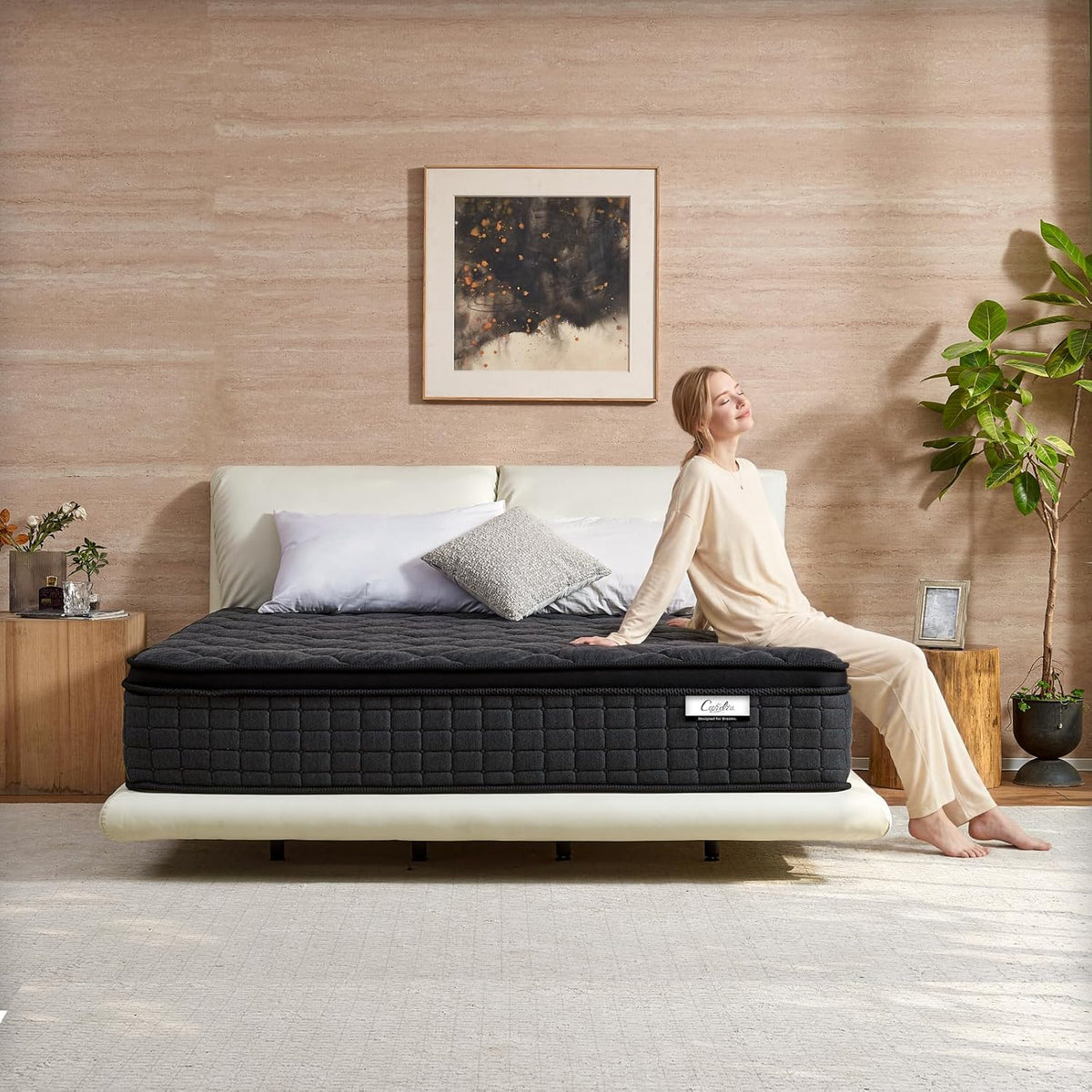 Queen Mattress, 12 Inch Hybrid Queen Size Mattress with Pocketed Springs and Comfort Foam, Pillow Top Mattress in a Box, Motion Isolation, Pressure Relief, Medium Firm Feel, CertiPUR-US