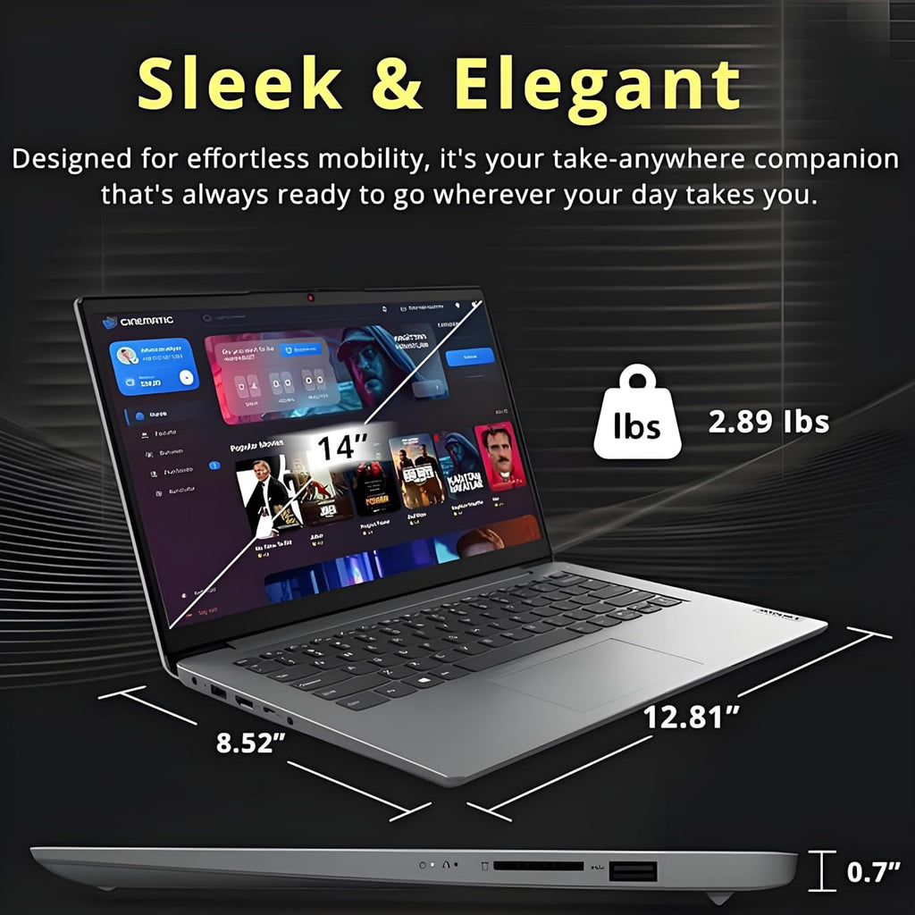 Lenovo 2026 Laptop for Student & Home, 14 inch with Office 365, 8GB RAM, 256GB SSD, Intel Dual Core, WiFi 6, Windows 11, Long Battery Life, Essential Laptop, Grey