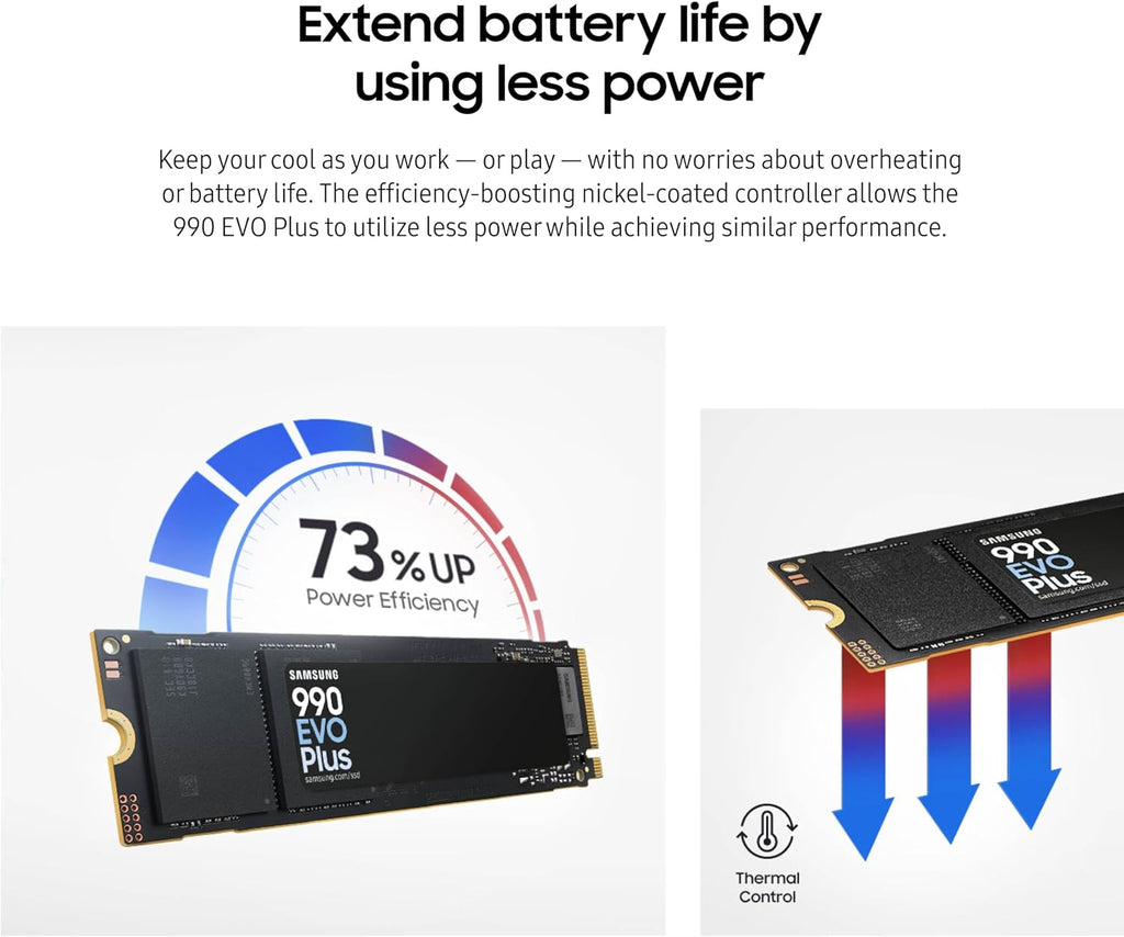 Samsung 990 EVO Plus SSD 1TB, PCIe Gen 4x4, Gen 5x2 M.2 2280, Speeds Up-to 7,150 MB/s, Upgrade Storage for PC/Laptops, HMB Technology and Intelligent Turbowrite 2.0, (MZ-V9S1T0B/AM)