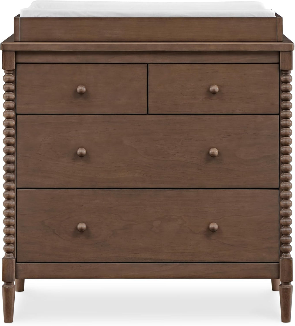 Delta Children Saint 4 Drawer Dresser with Changing Top and Interlocking Drawers, Teak Brown