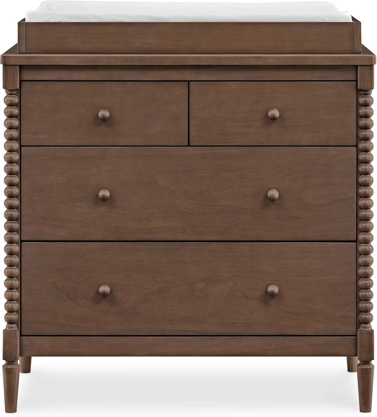 Delta Children Saint 4 Drawer Dresser with Changing Top and Interlocking Drawers, Teak Brown