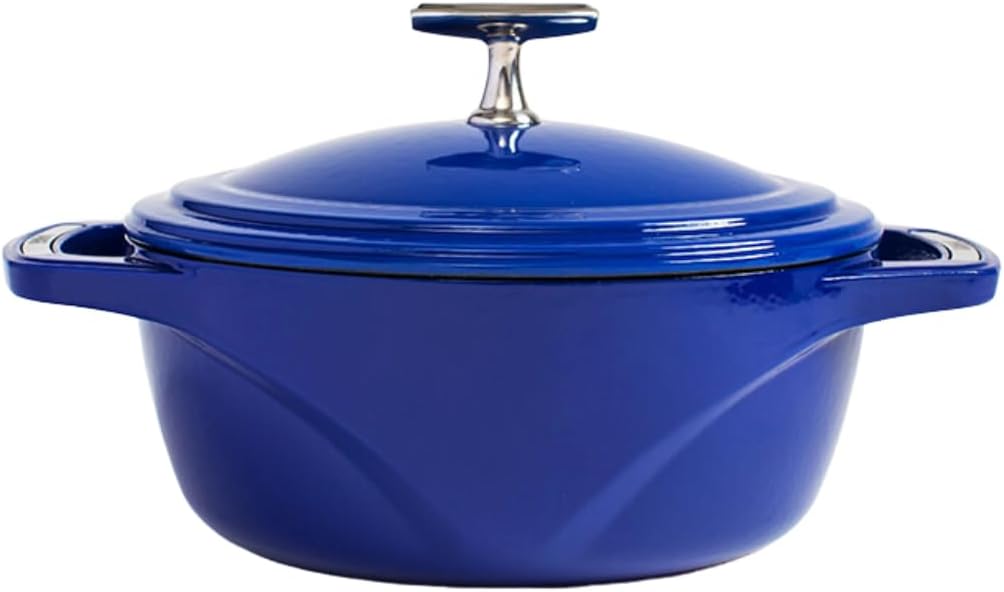 Lodge USA Enamel 4.5 Qt Enameled Cast Iron Dutch Oven - Cast Iron Cookware - Dutch Oven Pot with Lid - Smoothing Sailing Color - 4.5 Qt Capacity