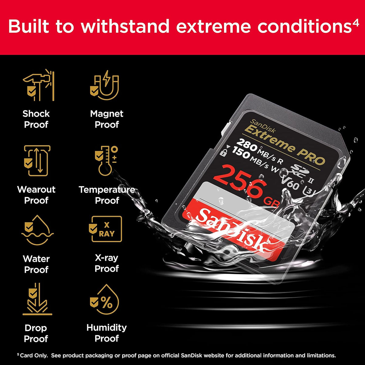 SANDISK 256GB Extreme PRO SDXC UHS-II Memory Card - C10, U3, V60, 6K, 4K UHD, SD Card - SDSDXEP-256G-GN4IN