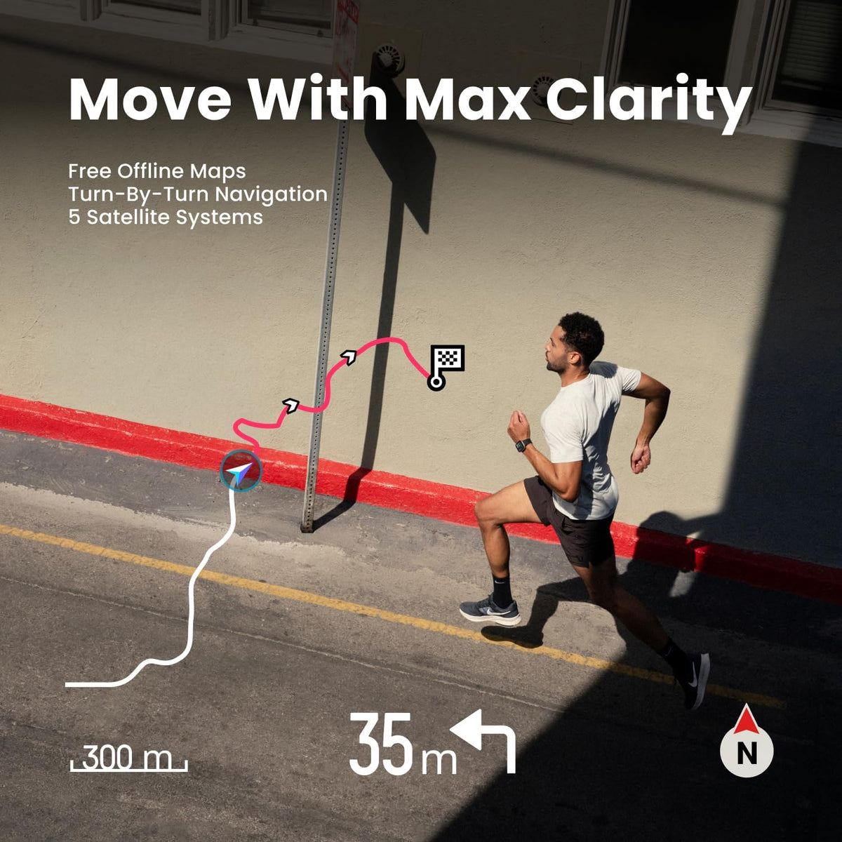 Amazfit Bip Max 50mm Smartwatch, 2.07" AMOLED Display, 20 Days of Battery, GPS, 4GB Storage, Offline Maps, Fitness Tracker, Hybrid Training, 150+ Sports, HYROX Mode, 5 ATM for Android & iPhone, Silver