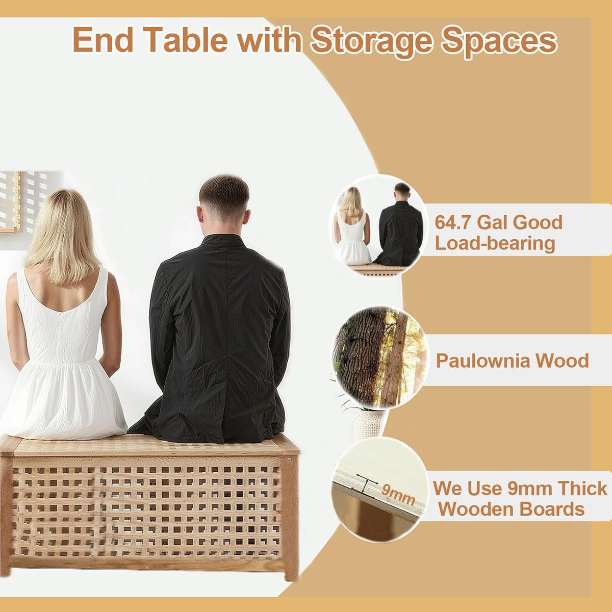 Solid Wood Entryway Bench with Storage, Large storage chest with Removable Bag, Wood Coffee Table for Living-room, Bedroom, Patio, DIY Bunny House, 39x20x20in