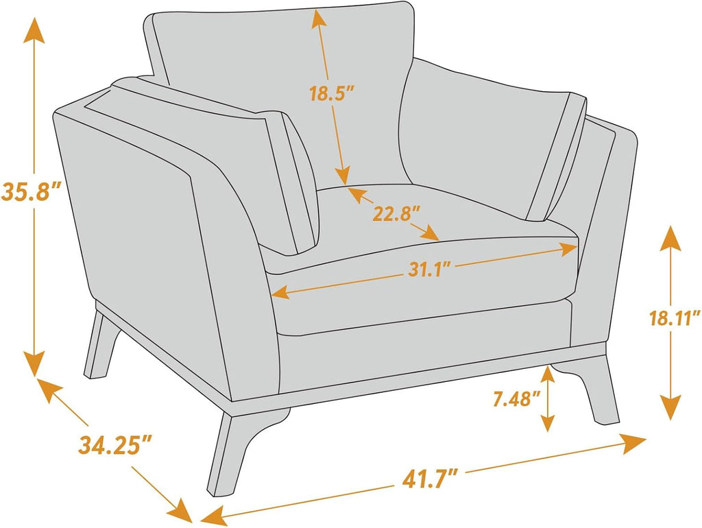 VANOMi Large-Sized Accent Chair, Thick Cushion Bedroom Reading Chair, Comfortable Living Room Single Sofa, Boucle Milky White