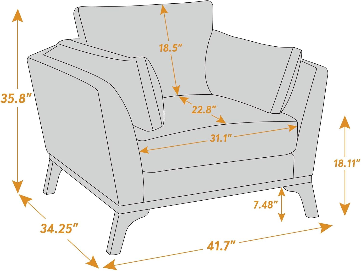 VANOMi Large-Sized Accent Chair, Thick Cushion Bedroom Reading Chair, Comfortable Living Room Single Sofa, Boucle Milky White