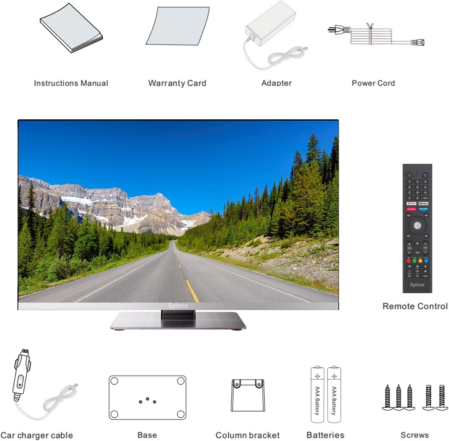 SYLVOX RV TV, 22 inches 12/24V TV for RV 1080P Full HD Smart TV, Built-in APP Store, Support WiFi Bluetooth, Small Android TV for Car Home Camper Truck Boat(Limo Series)