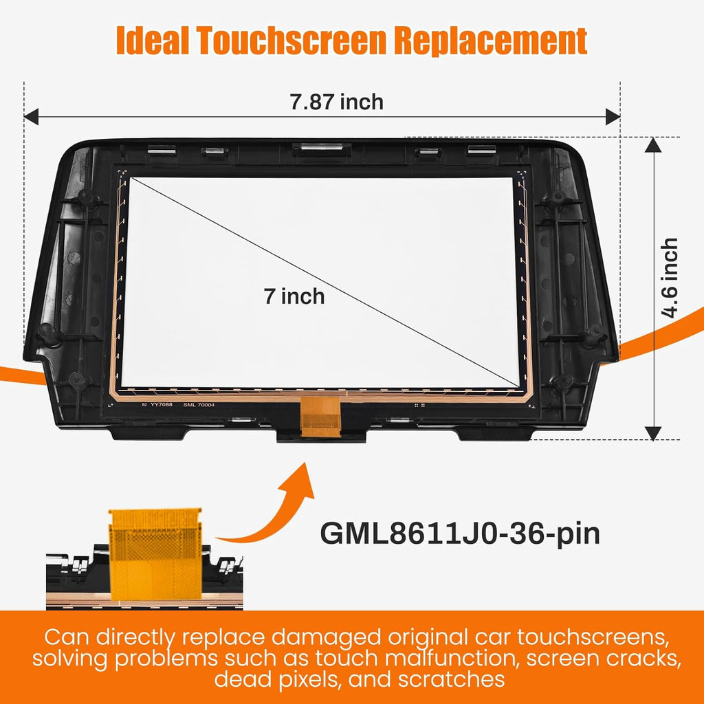 GML8611J0 7 inch Touch Screen Digitizer 36-Pin Compatible with Mazda 6 2017 2018 2019 Radio Screen Replace# GML8611J0 Navigation Glass Panel