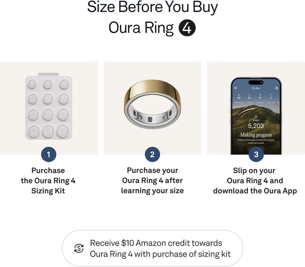 Oura Ring 4 - Gold - Size 7 - Sleep, Activity, Women's Health, AI Advisor, Up to 8 Days of Battery Life, Size Before You Buy, Android & iOS Compatible