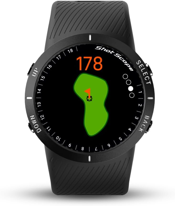 Shot Scope V5 GPS Watch, Shot Tracking, 36k+ Preloaded Courses, Full Course Maps, No Subscription (Black)