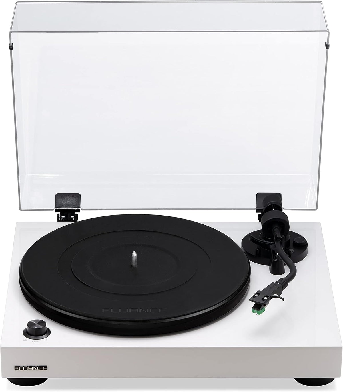 Fluance RT81 Turntable with AT95E Cartridge, Belt Drive, Built-in Preamp, Adjustable Counterweight - Piano White