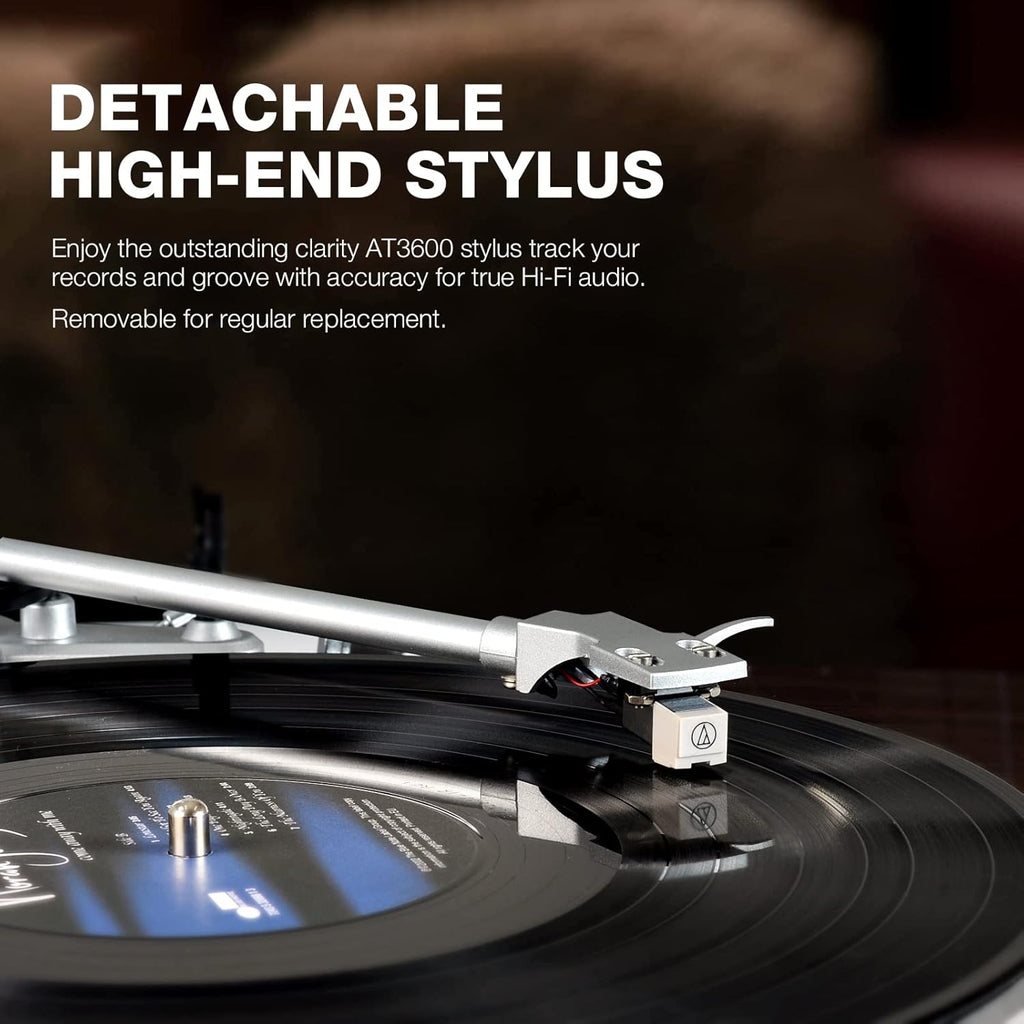 Turntables Belt-Drive Record Player with Wireless Output Connectivity, Vinyl Player Support 33&45 RPM Speed Phono Line USB Digital to PC Recording with Advanced Magnetic Cartridge&Counterweight