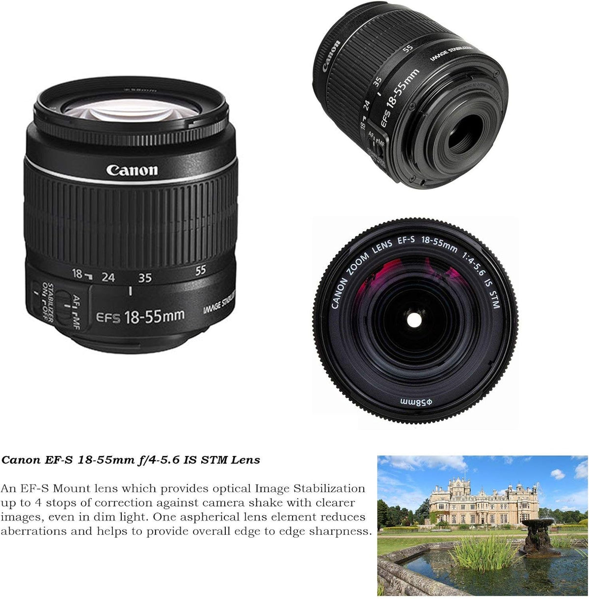 Canon EOS Rebel SL2 Digital SLR Camera with Canon EF-S 18-55mm is STM Lens + Accessory Bundle (Renewed)