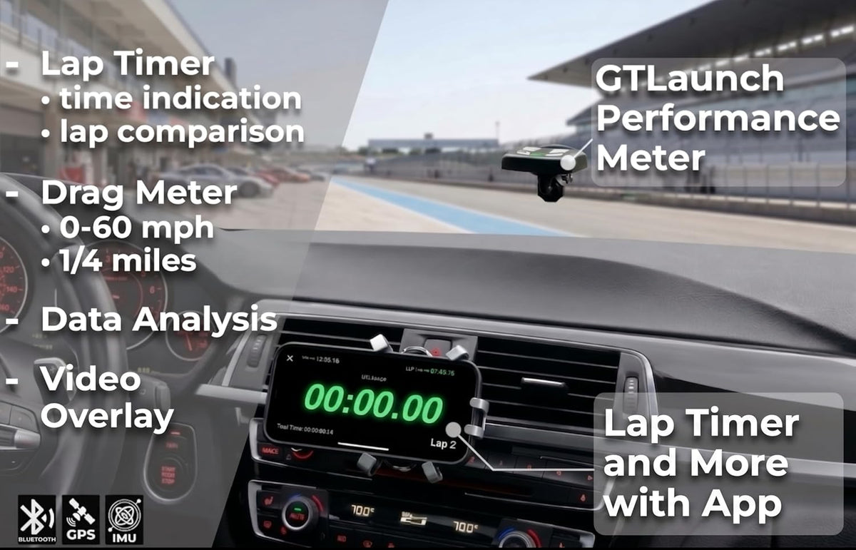 GTLaunch 20Hz GPS Based Performance Meter Box with 6-axis Motion Sensor, Car & Motorcycle Lap Timer & Drag Meter, Standalone Racing Data Logger with High-Precision Tracking, iPhone iOS App
