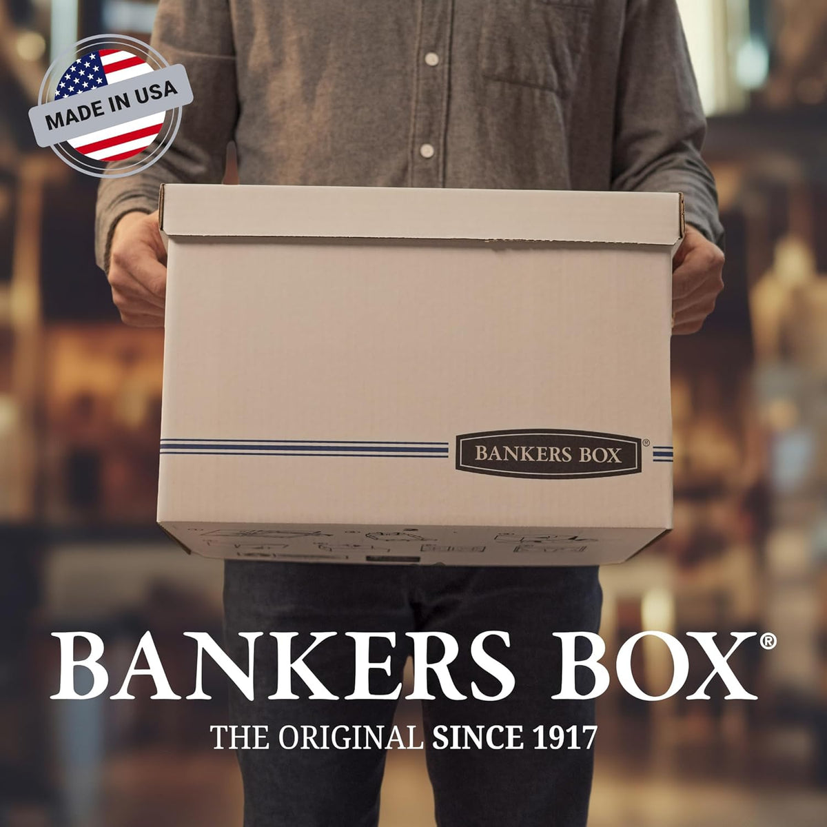 Bankers Box 12-Pack Medium-Duty String & Button File Storage Box, FastFold Assembly, Letter, STOR/FILE, (00704)