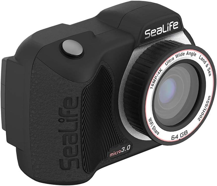SeaLife Micro 3.0 64GB, 16mp, 4K Underwater Camera for Underwater Photography and Video, Easy Set-up, Wireless Transfer; Includes case, Wrist Strap