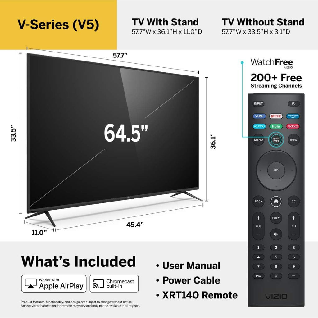 VIZIO 65 Inch 4K Smart TV, V-Series UHD LED HDR Television with Apple AirPlay and Chromecast Built-in