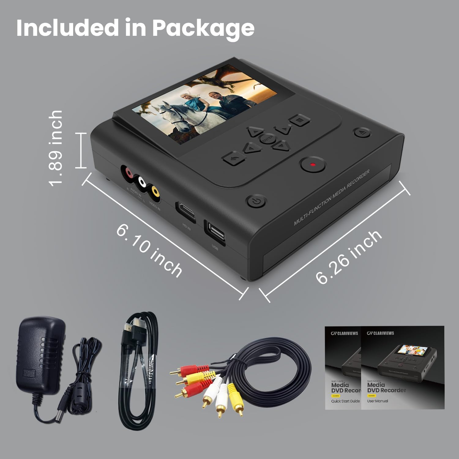 VHS to DVD Recorder, DVD Recorder with HDMI & AV Input, Convert VHS, VCR, Hi8 and Camcorder to DVD, USB, SD or HDD, No PC Needed, 4.3" LCD Preview, Phone Video/Photo to DVD/USB/SD/HDD App Copy