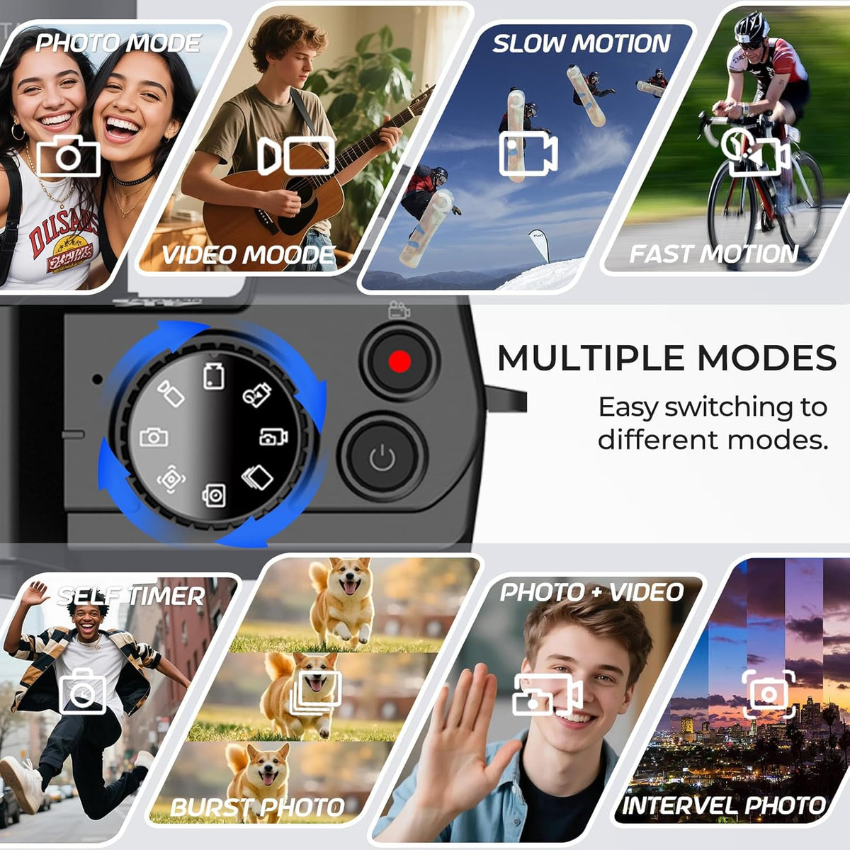 4K Digital Camera for Photography with WiFi Auto-Focus Vlogging Camera for YouTube with Flip Screen, Come with 2 Batteries, Wide & Macro Lens, MicroSD Card, Card Reader