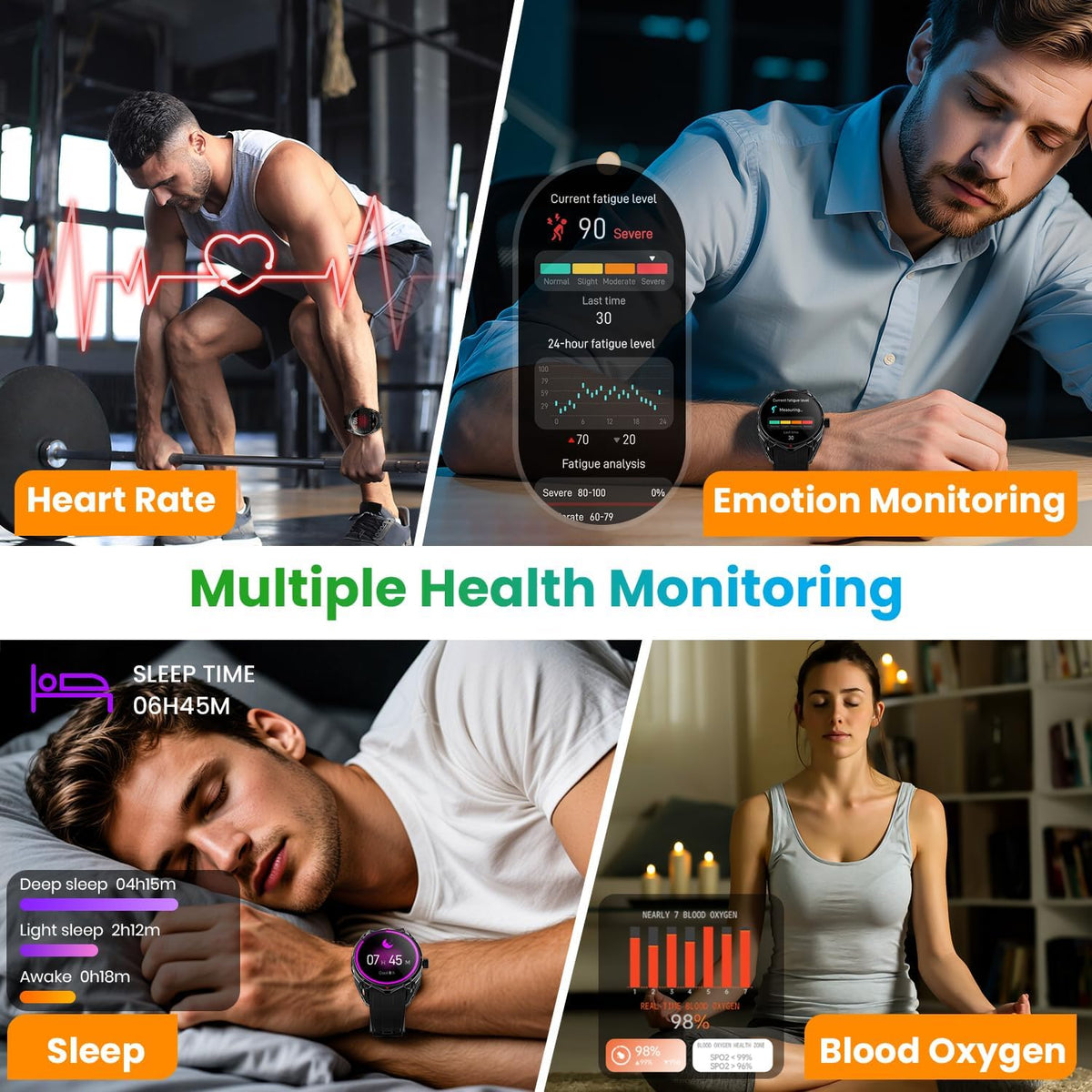 Rogbid M2 Active Running GPS Smart Watch for Men GPS Running Watch with Daily Offline Map AMOLED Display AI Voice Waterproof Smartwatches Heart Rate Sleep Monitor Fitness Tracker with Android iOS