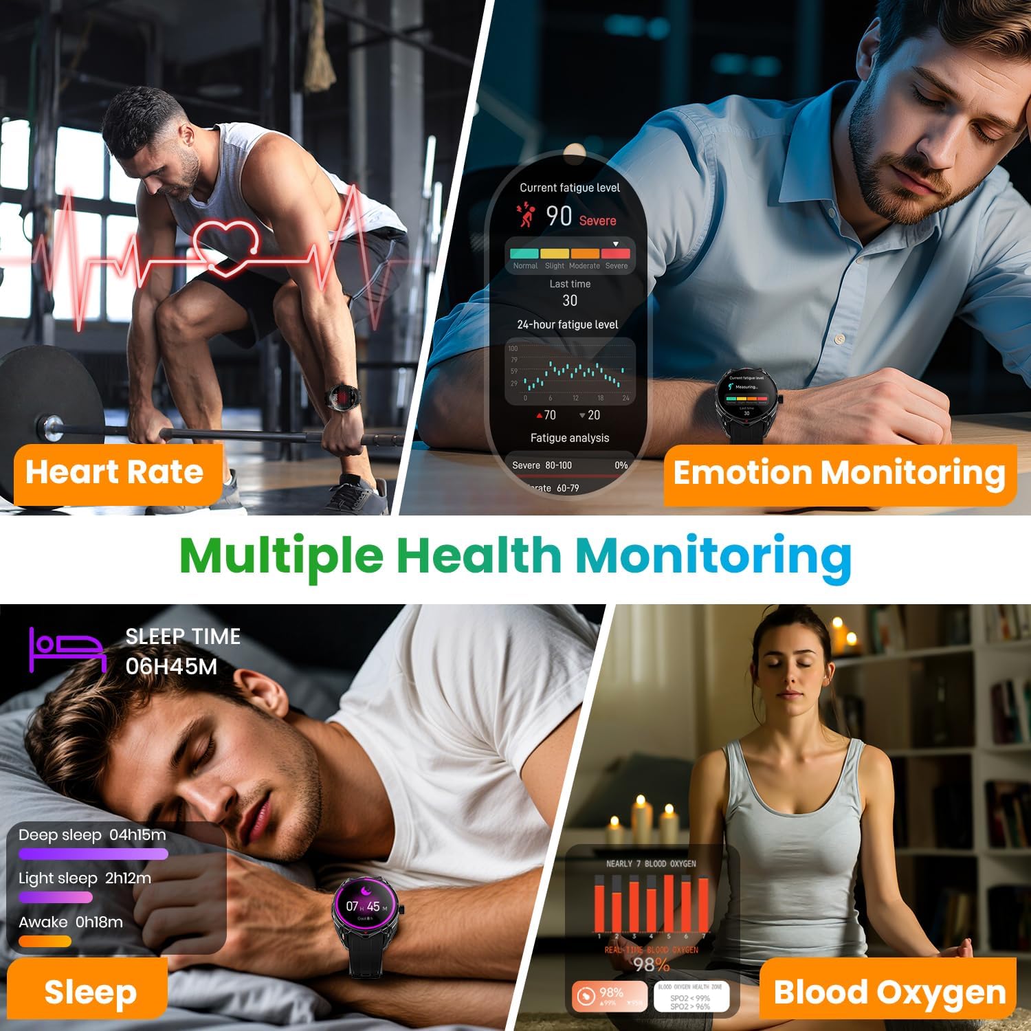 Rogbid M2 Active Running GPS Smart Watch for Men GPS Running Watch with Daily Offline Map AMOLED Display AI Voice Waterproof Smartwatches Heart Rate Sleep Monitor Fitness Tracker with Android iOS