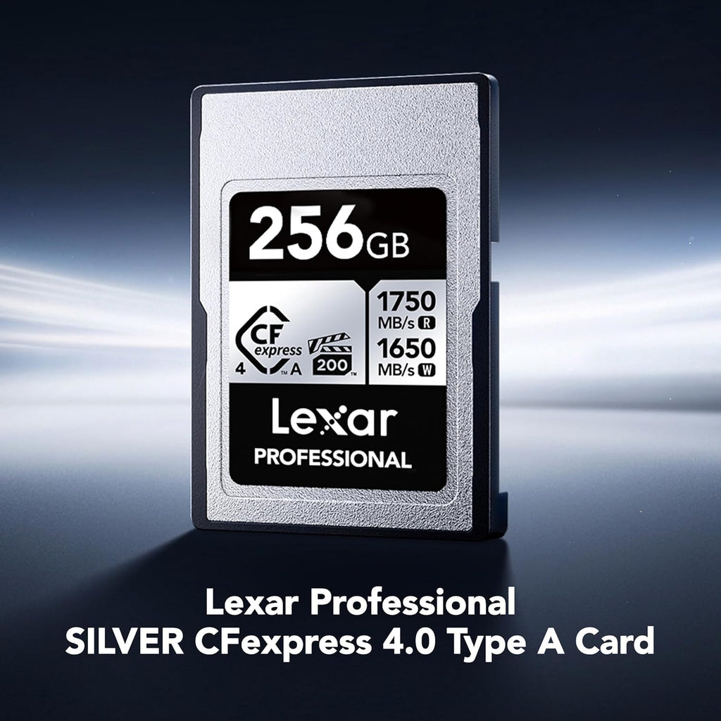 Lexar 256GB Professional CFexpress Type A Silver 4.0 Memory Card, for Photographers, Videographers, Up to max 1750/1650 MB/s, 8K Video (LCAEXS4256G-RNENU)