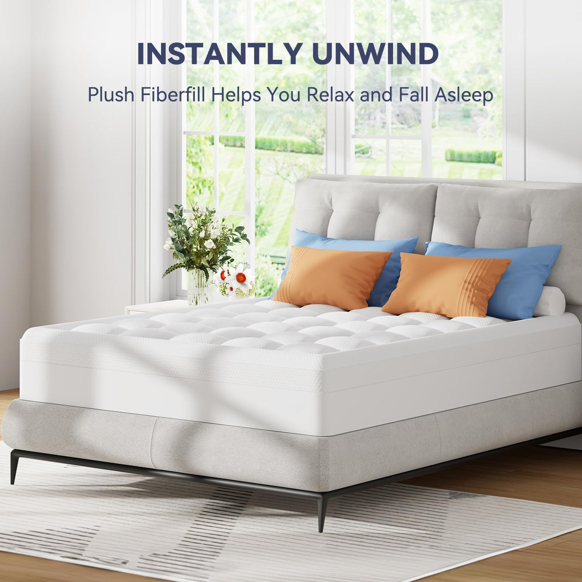 ELEMUSE Queen Size Dual Layer 3 Inch Memory Foam Mattress Topper,Cooling Gel Memory Foam Pillow Top Mattress Pad Cover for Back Pain Relief