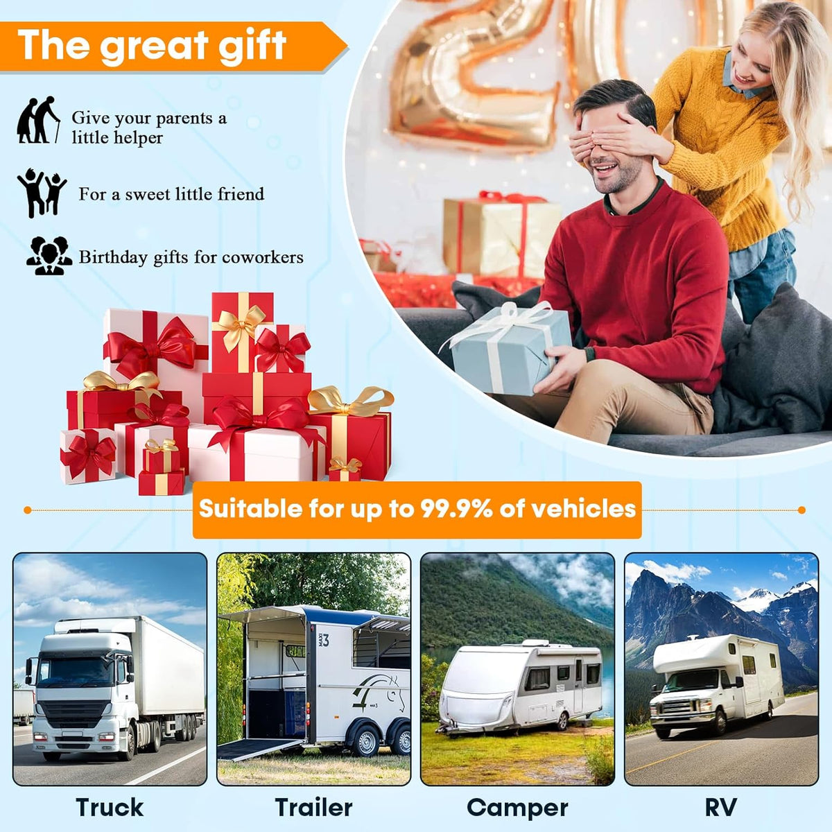 1080P HD Wireless Backup Camera: 1-Min Magnetic Easy Install No Wiring 7" Anti-Glare Monitor with Clear Night Vision - 24H Long Life Solar Scratch-Proof Rear View Camera for Truck Trailer SUV Small RV