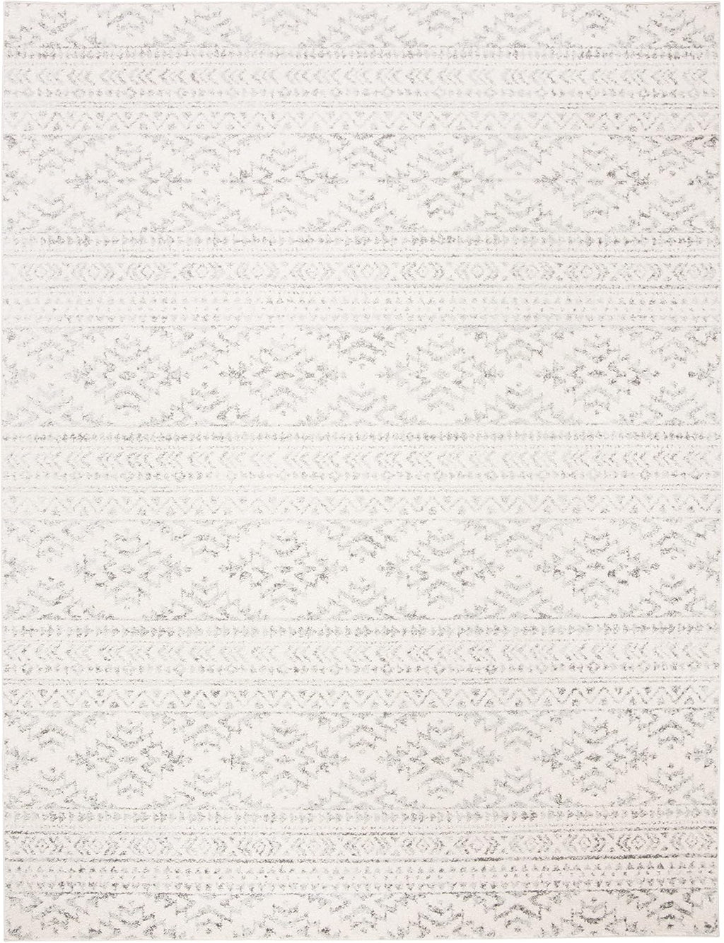 SAFAVIEH Area Rug 8x10 - Tulum Collection - Large - Ivory & Grey, Moroccan Boho Tribal Design, Non-Shedding & Easy to Clean, Ideal for Living Room, Bedroom, Dining Space (TUL272A)
