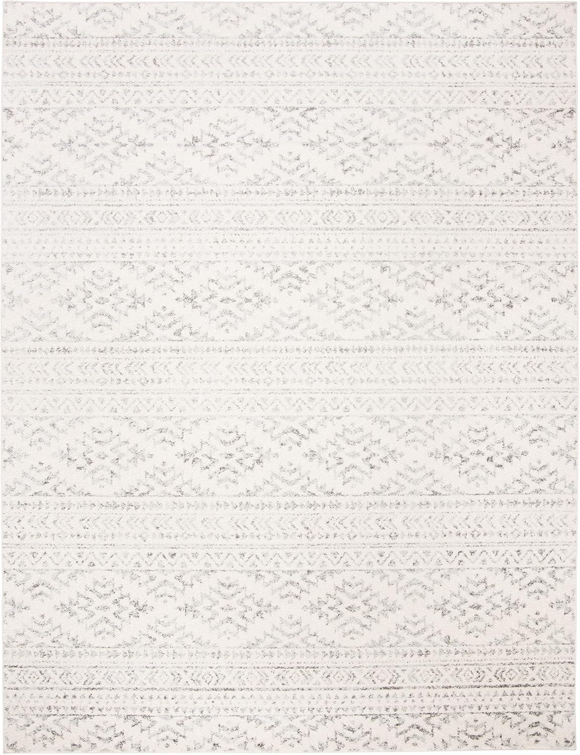 SAFAVIEH Area Rug 8x10 - Tulum Collection - Large - Ivory & Grey, Moroccan Boho Tribal Design, Non-Shedding & Easy to Clean, Ideal for Living Room, Bedroom, Dining Space (TUL272A)