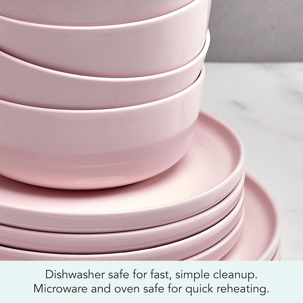 Mikasa Madison Misty Pink Bone China Dinnerware Set, 12-Piece Service for 4, Includes Dinner Plates, Salad Plates and Cereal Bowls, Dishwasher Safe