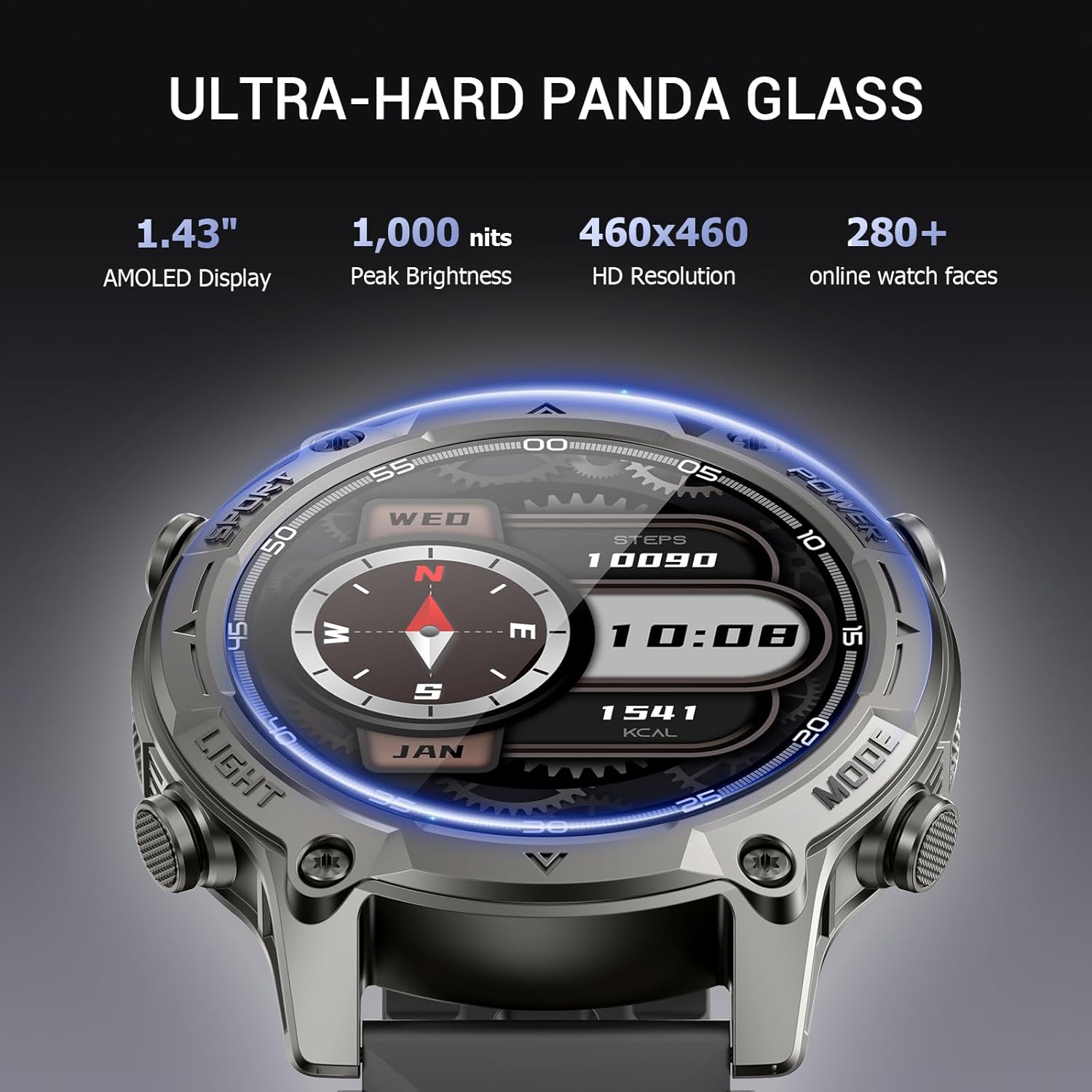 2026 Smart Watch for Men, Standalone GPS & Offline Maps, 5ATM Waterproof, 1.43" AMOLED, 4GB RAM, 178 Sports Modes, Compass, Heart Rate/SpO2/Stress/All-Day Sleep Monitor, Compatible Android iOS Black